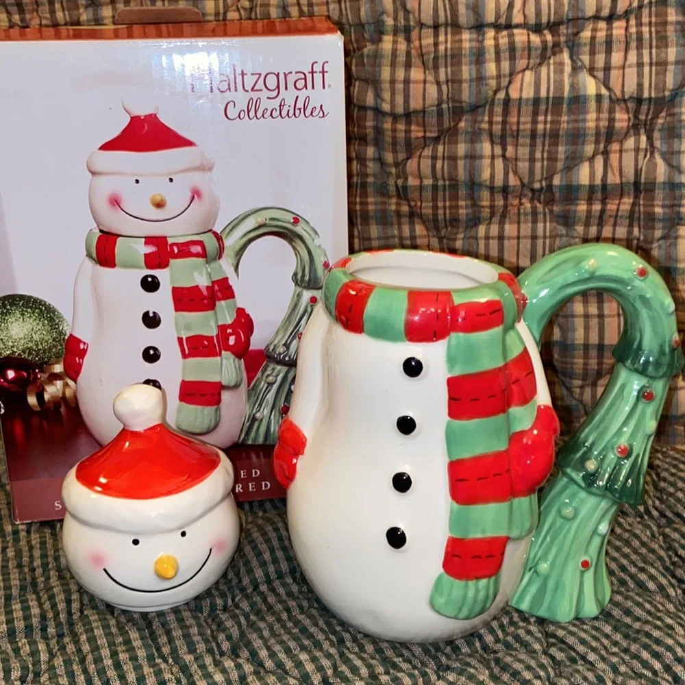 NEW! PFALTZGRAFF Collectibles FROSTY SNOWMAN Hand-Painted Sculpted Covered Mug